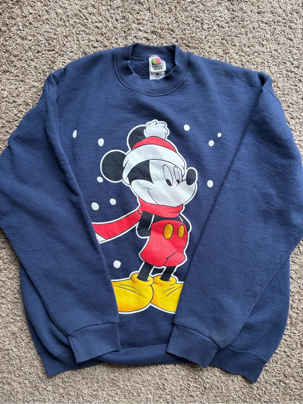 Vintage Fruit of the Loom made in USA Mickey Mouse Holiday Crewneck Sweatshirt